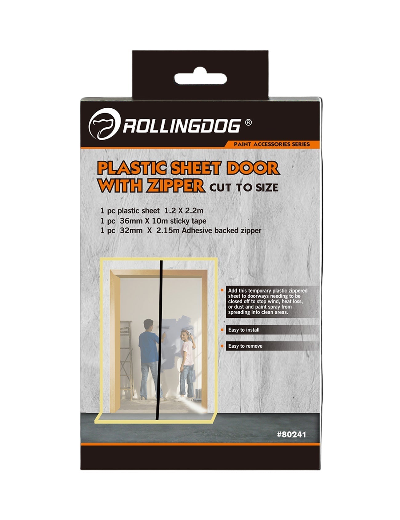 80241-Plastic Sheet Door with Zipper kit for dust barrier