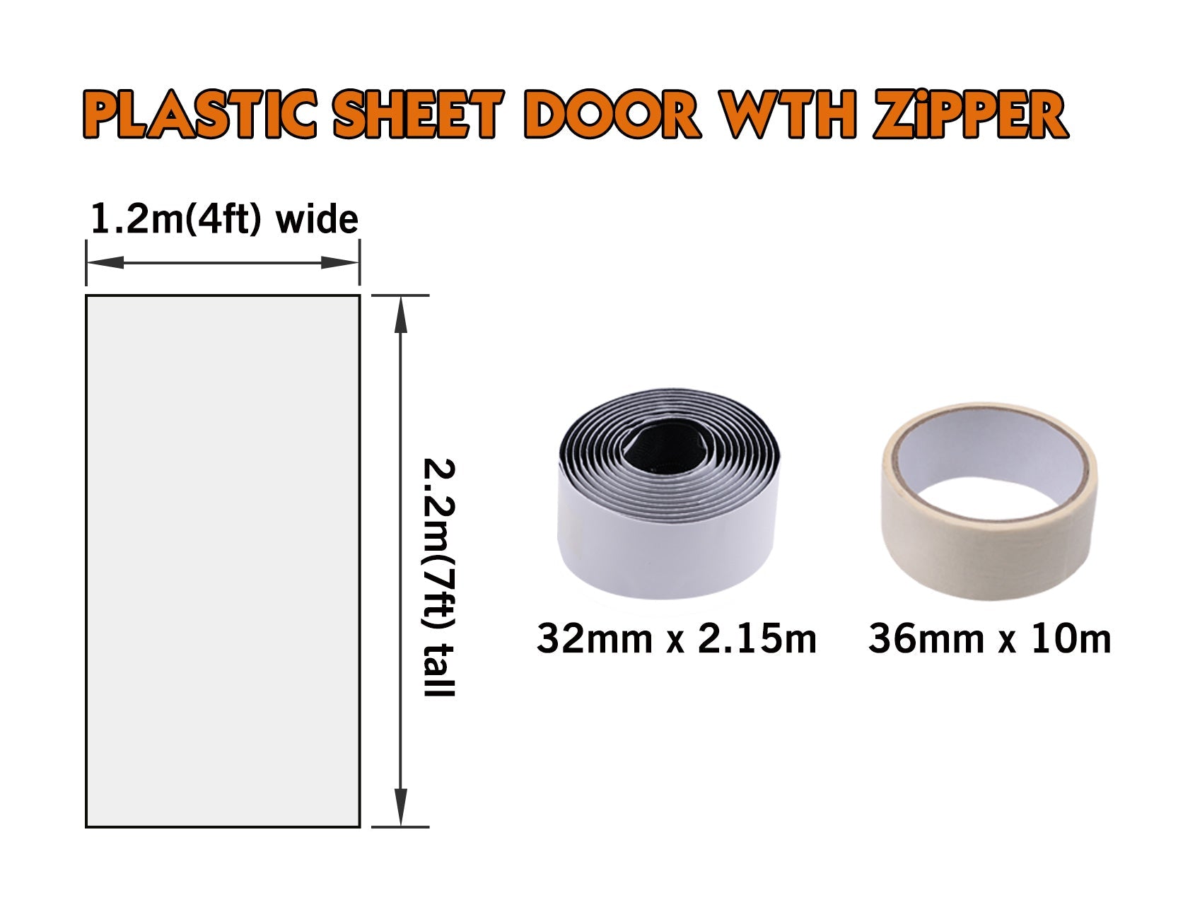 80241-measurements of Plastic Sheet Door with Zipper kit for dust barrier