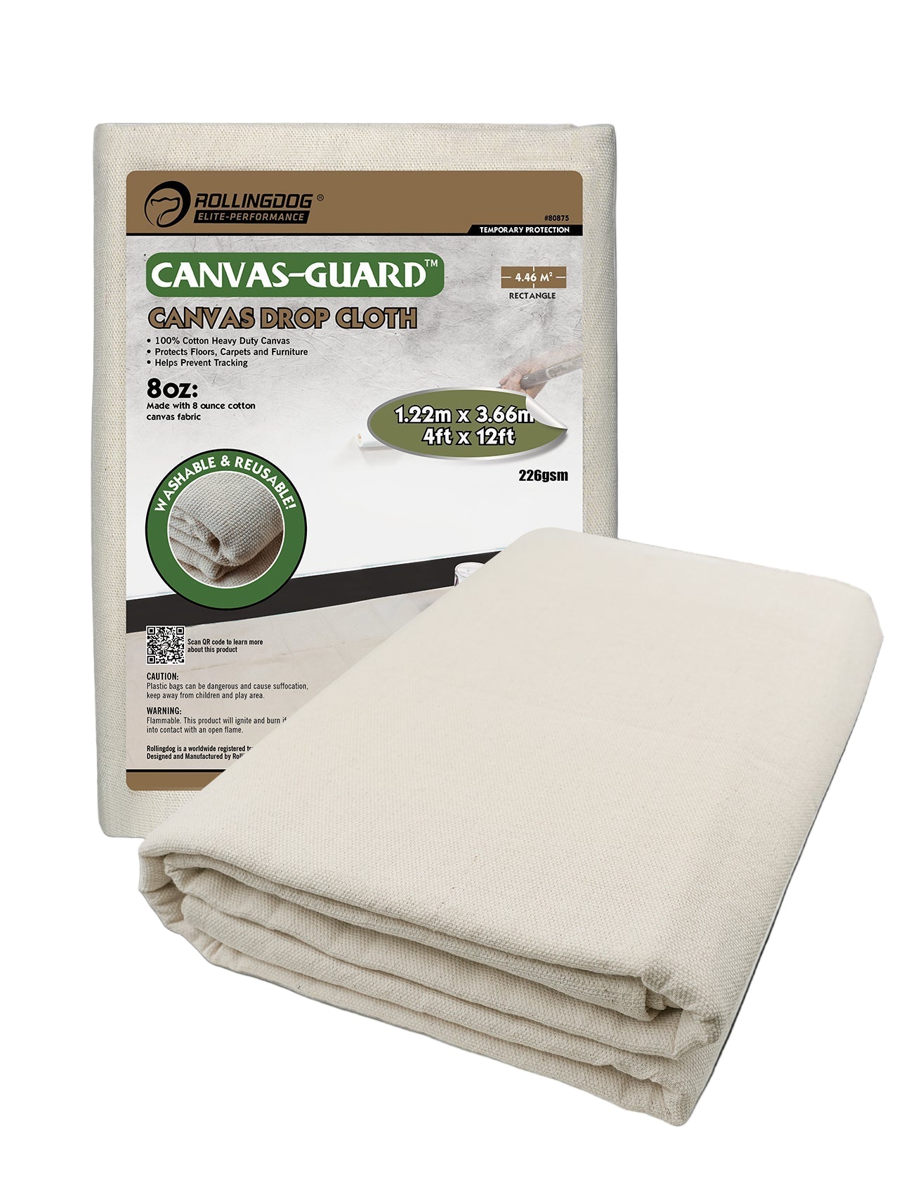 80875-CANVAS GUARD Canvas Drop Cloth 4x12 heavy-duty cotton for floor and furniture protection