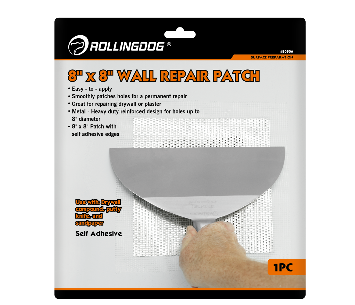 ROLLINGDOG USA Wall Repair Patch | Self-Adhesive Metal Reinforced | 4", 6" & 8" Sizes | Specification View | Drywall Repai...