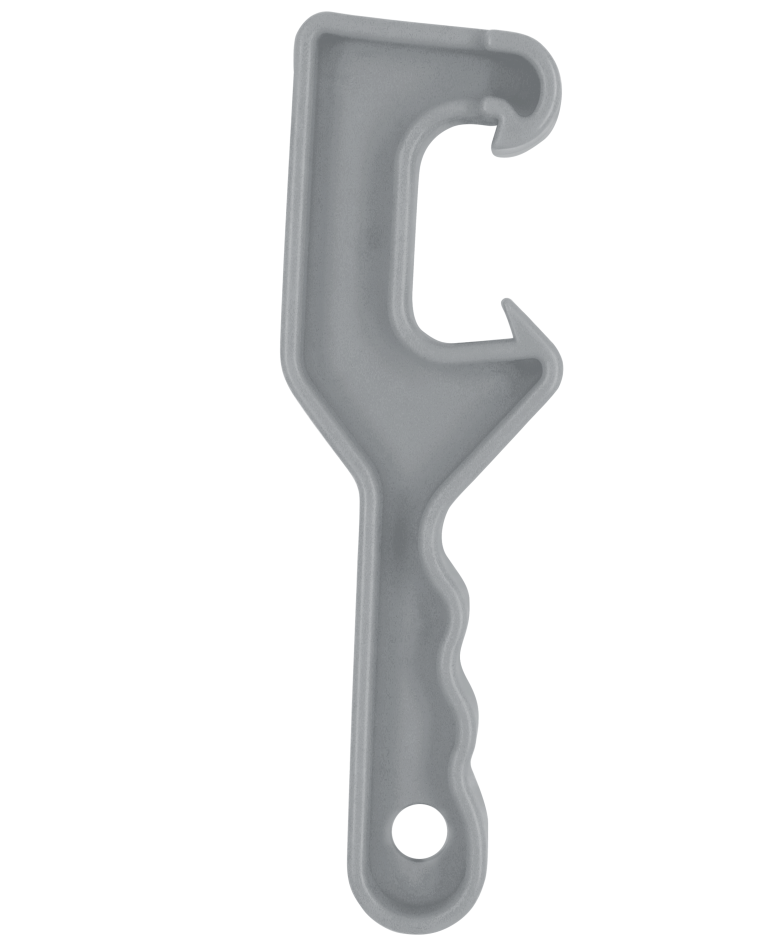 Durable pail opener tool for removing lids from plastic paint buckets