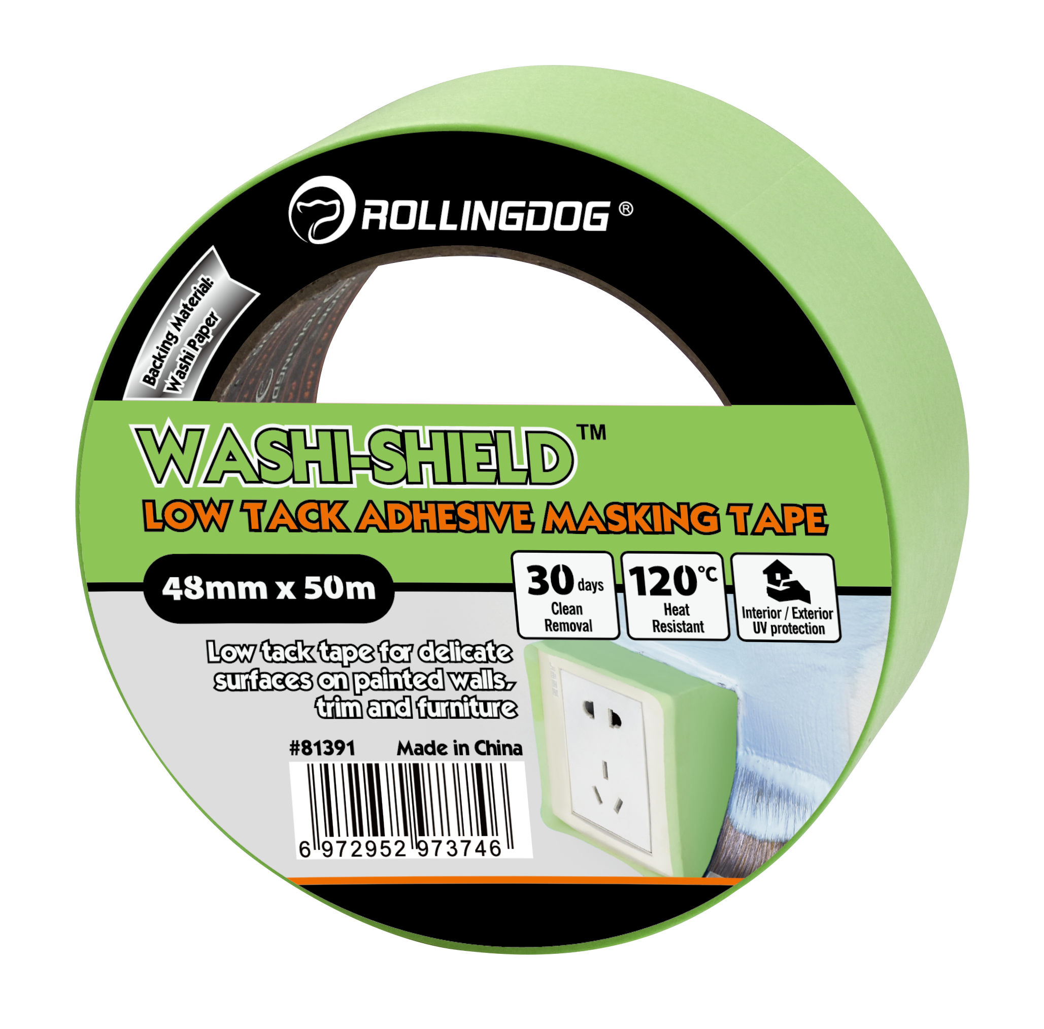 ROLLINGDOG USA Low Tack Adhesive Masking Tape | Washi Painter’s Tape for Delicate Surfaces | Feature Detail | Pro Tool Haus
