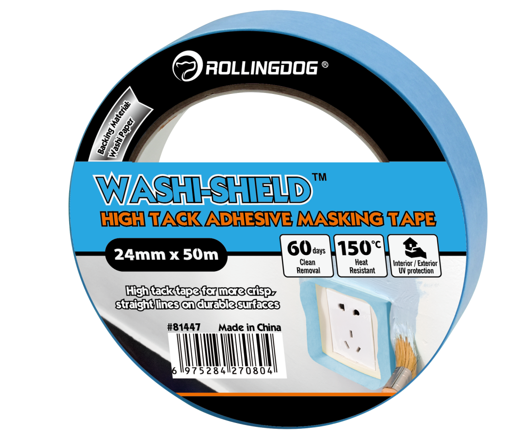 High tack washi paper painter’s tape roll for durable surfaces 1"