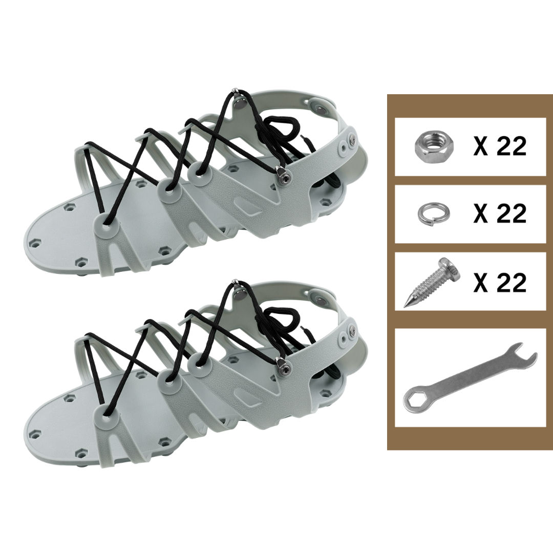 81456-Side view of laced epoxy spiked shoes showing spike placement