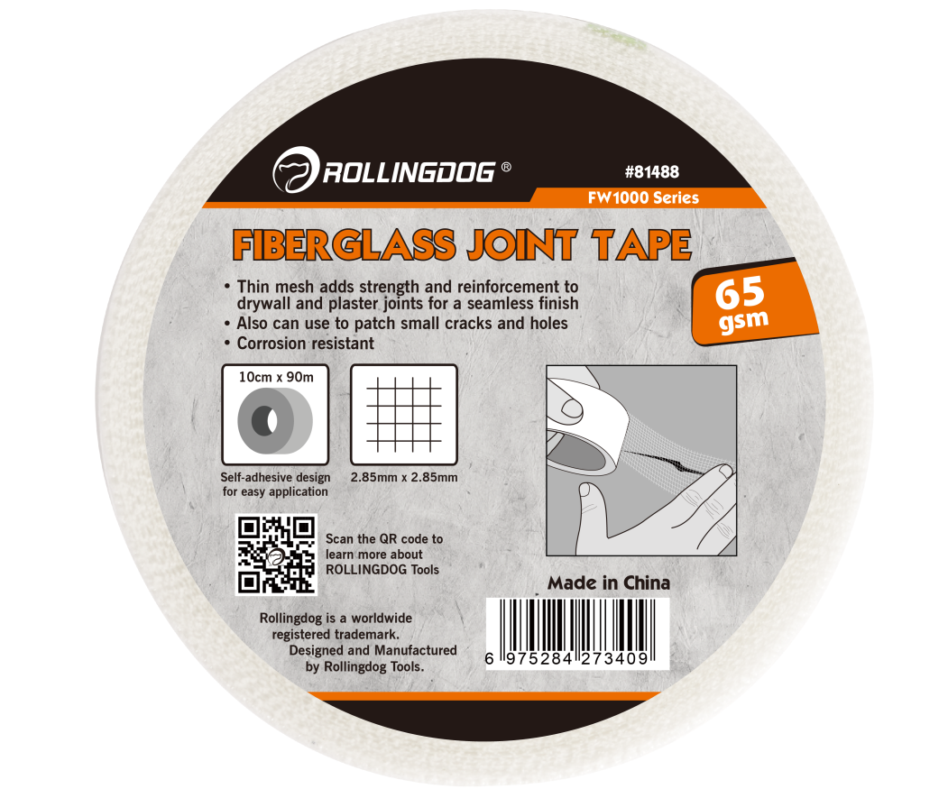 Strong fiberglass mesh texture of ROLLINGDOG 4-inch drywall joint tape
