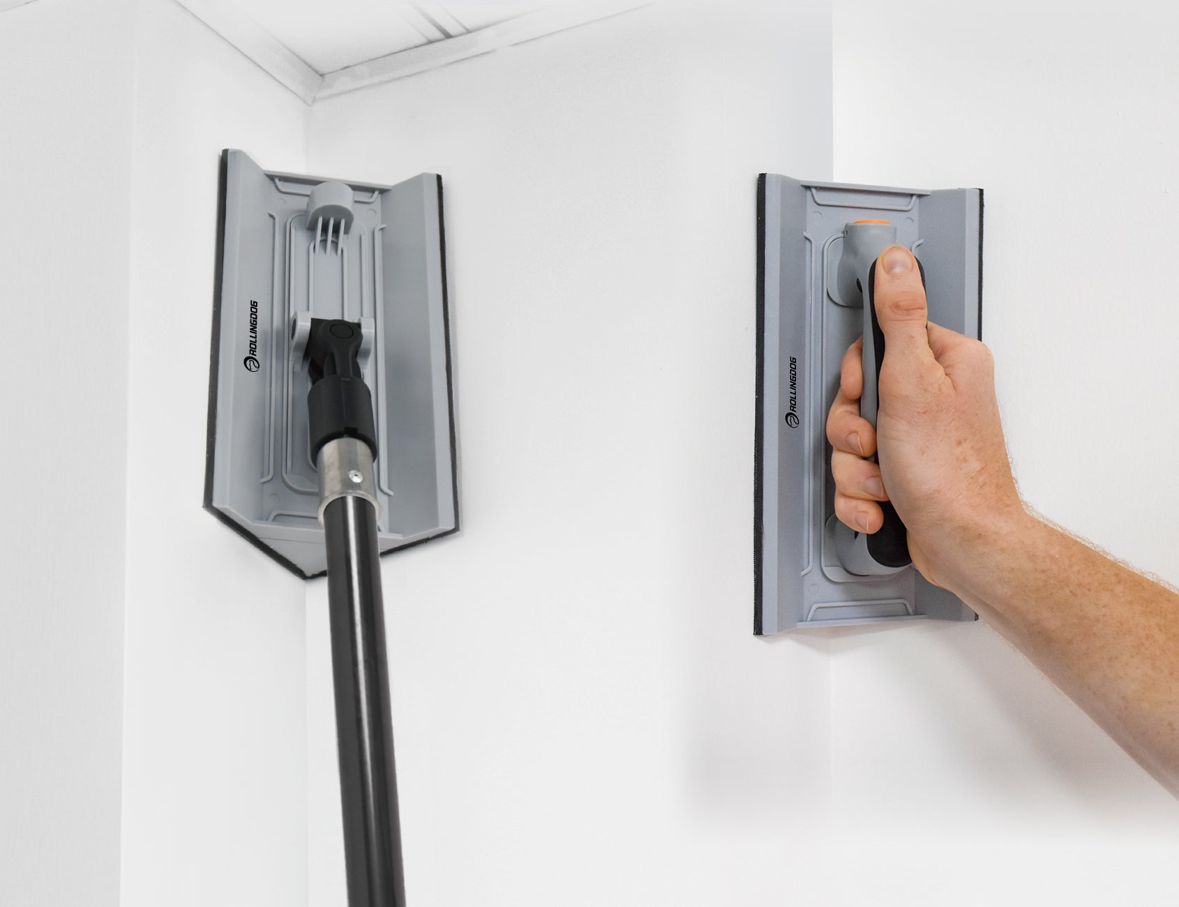 90194-Contractor sanding drywall with SURFEX wall sanding kit and extension pole