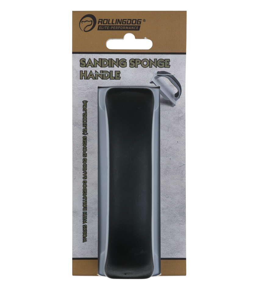 Sanding sponge handle 'RollingDog' branding