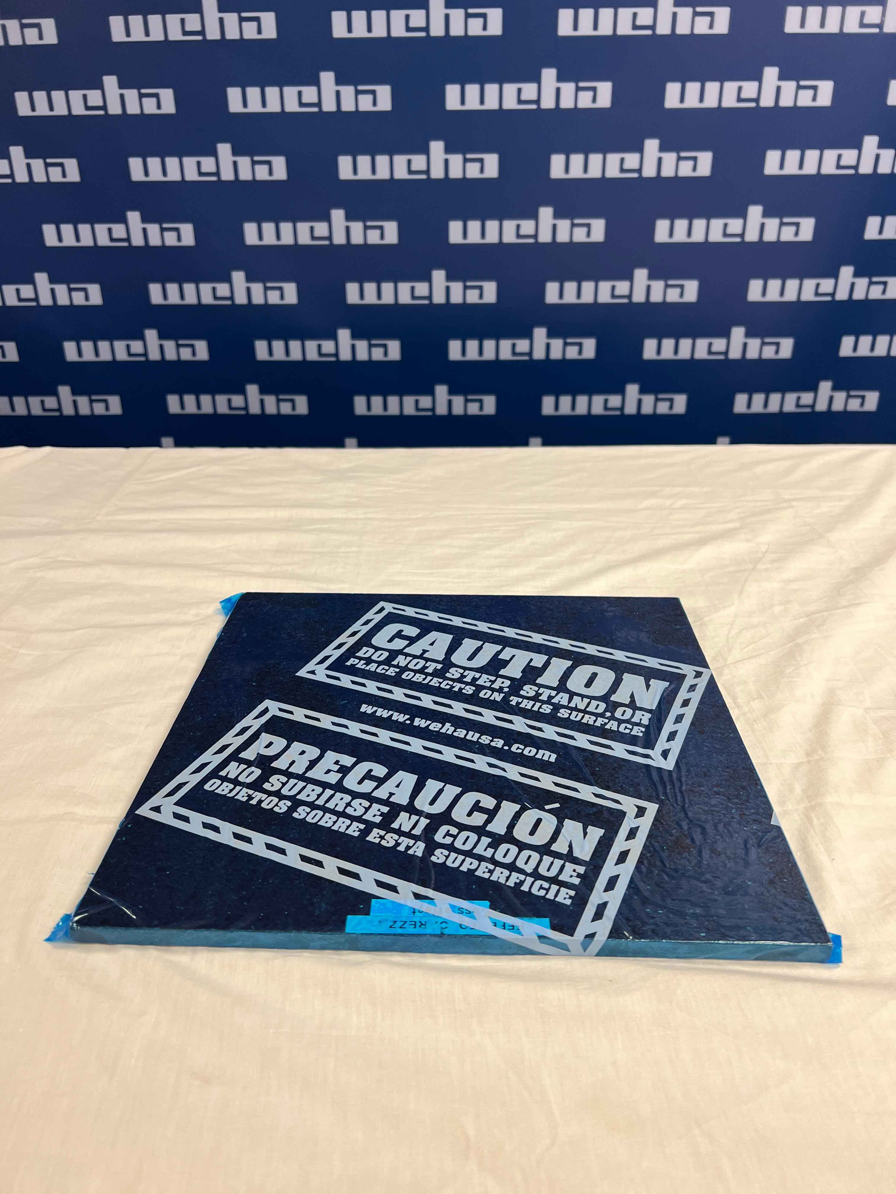 Weha Blue Countertop Protective Film Caution Marked | Application View | bilingual print | Pro Tool Haus