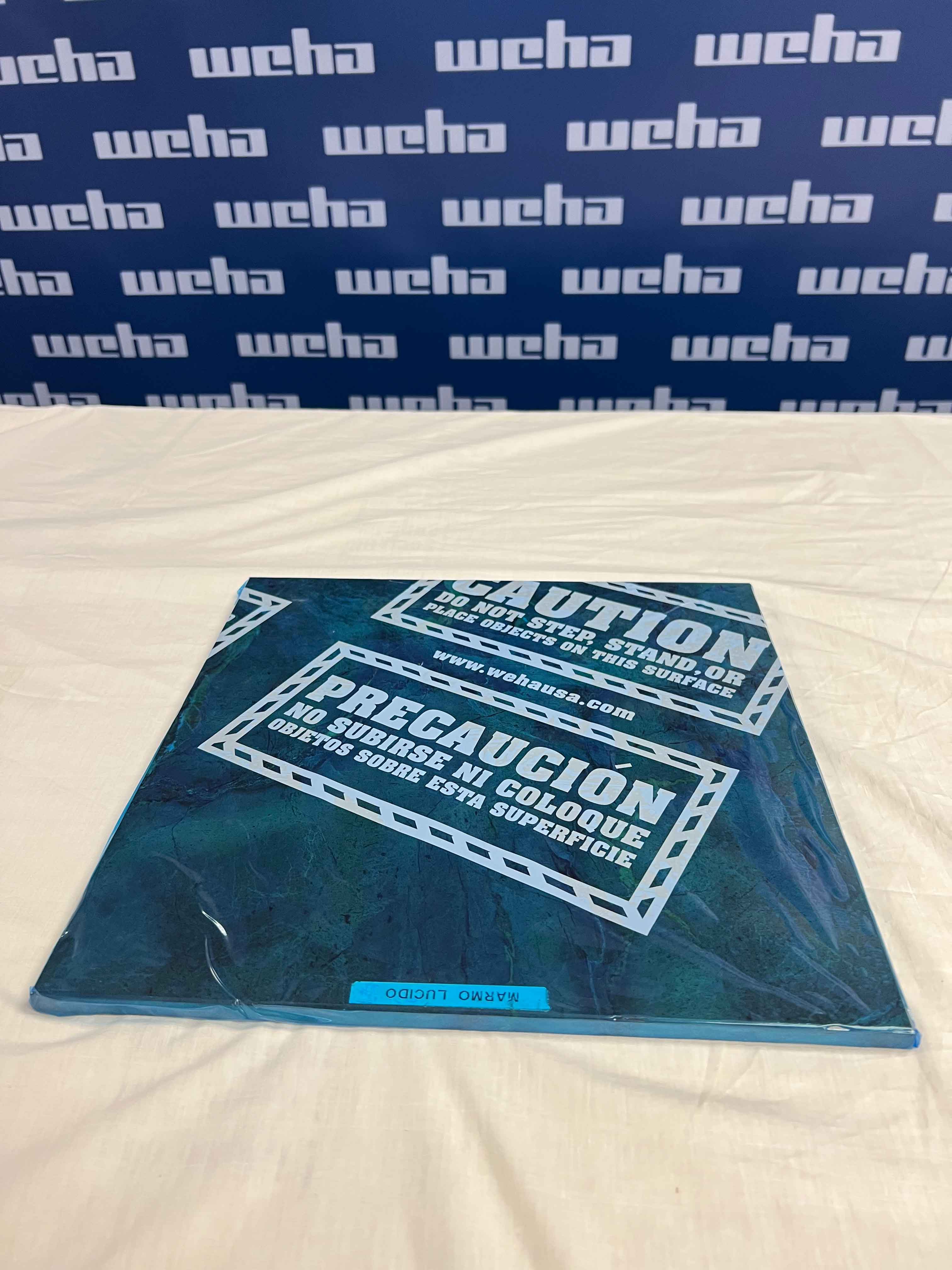 Weha Blue Countertop Protective Film Caution Marked | Close-up Detail | bilingual print | Pro Tool Haus