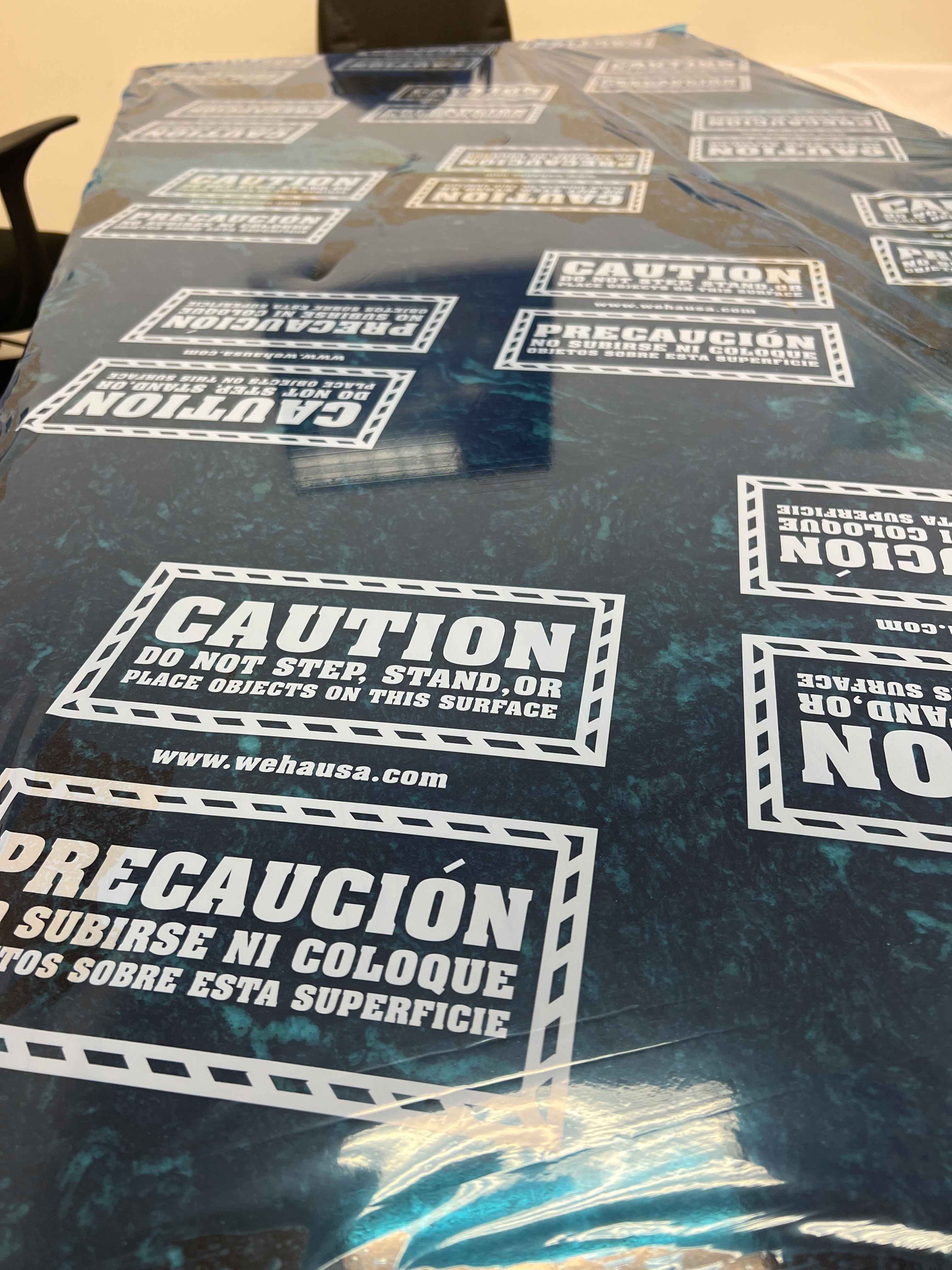 Weha Blue Countertop Protective Film Caution Marked | Specification View | bilingual print | Pro Tool Haus