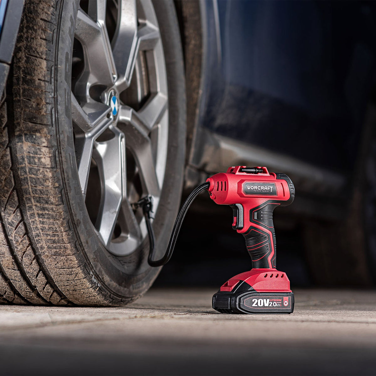 WorCraft 20V Cordless Tire Inflator Kit with 2.0Ah Battery Options & Charger