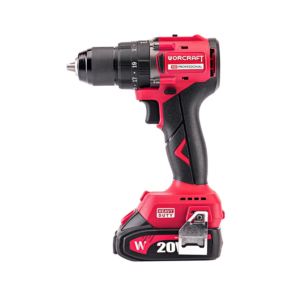 WorCraft 20V Brushless Hammer Drill — 3/8 in or 1/2 in Chuck
