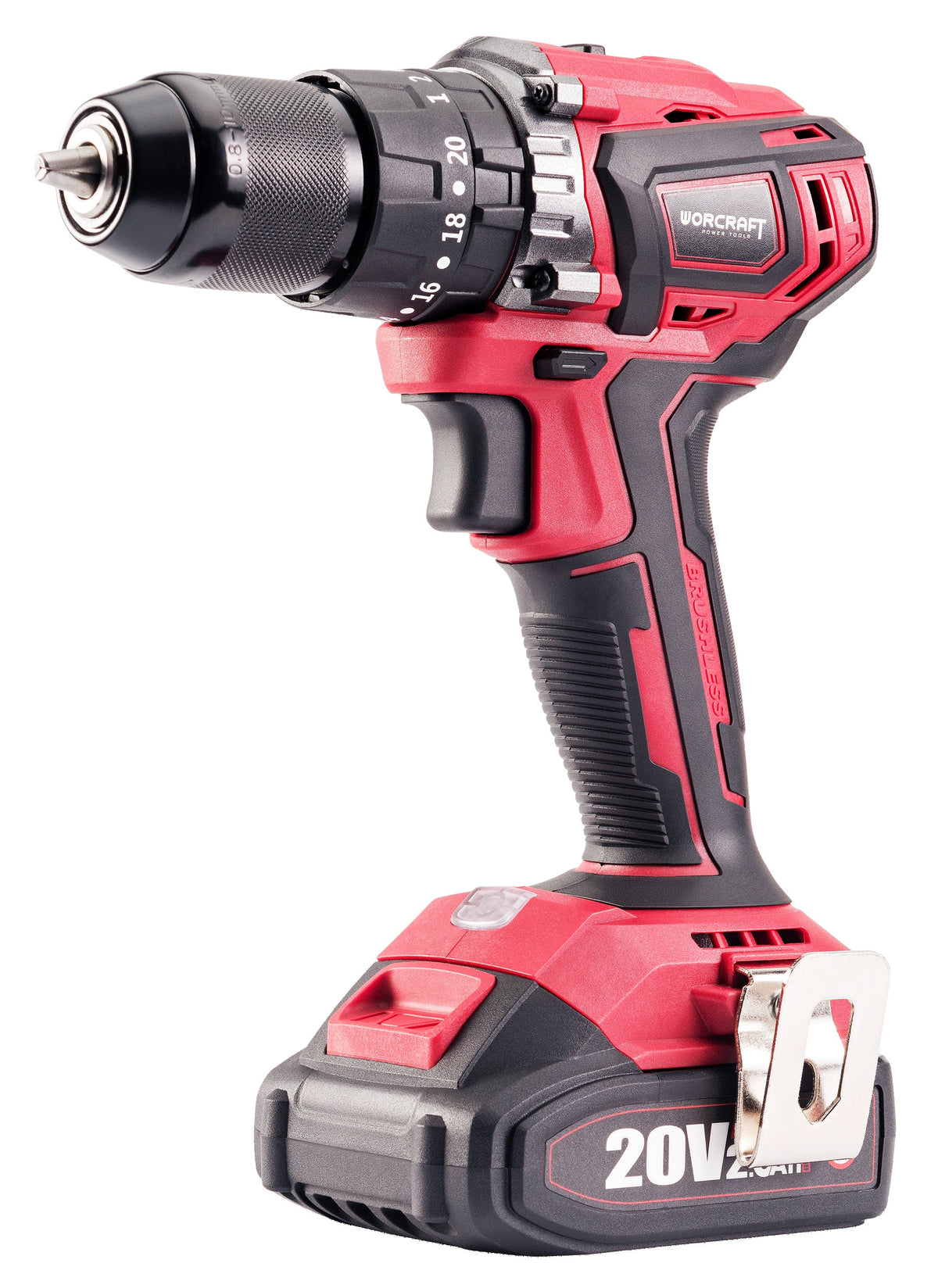 WorCraft 20V Brushless Hammer Drill Kit with 2.0Ah Battery Options & Charger