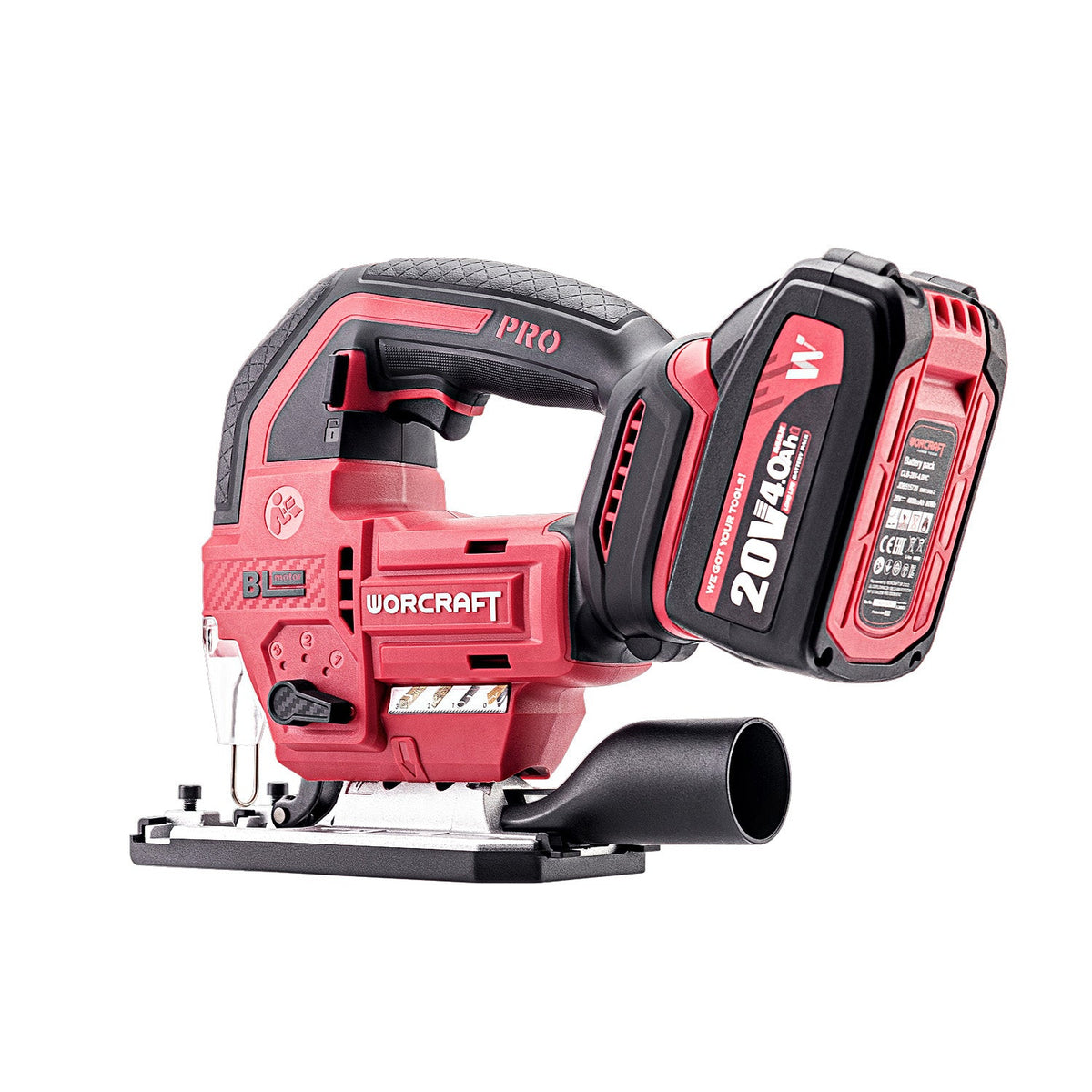 WorCraft 20V Brushless Jigsaw Kit with 4.0Ah Battery Options & Charger