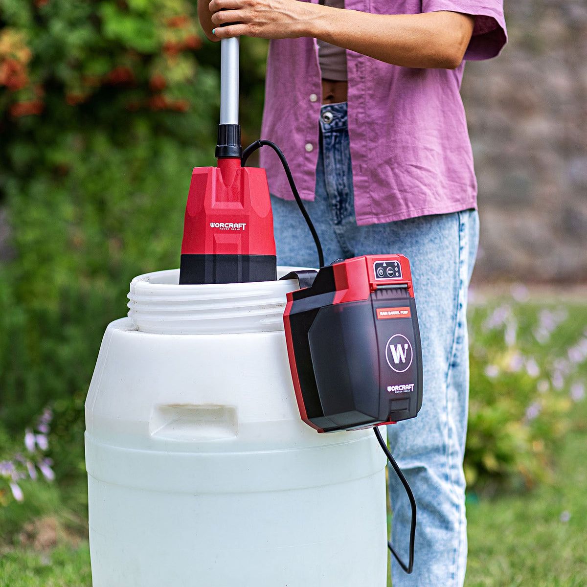 WorCraft 20V Cordless Rain Barrel Pump Kit with 4.0Ah Battery Options & Charger