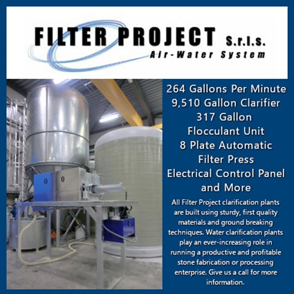 High production water recycling system for granite and stone processing