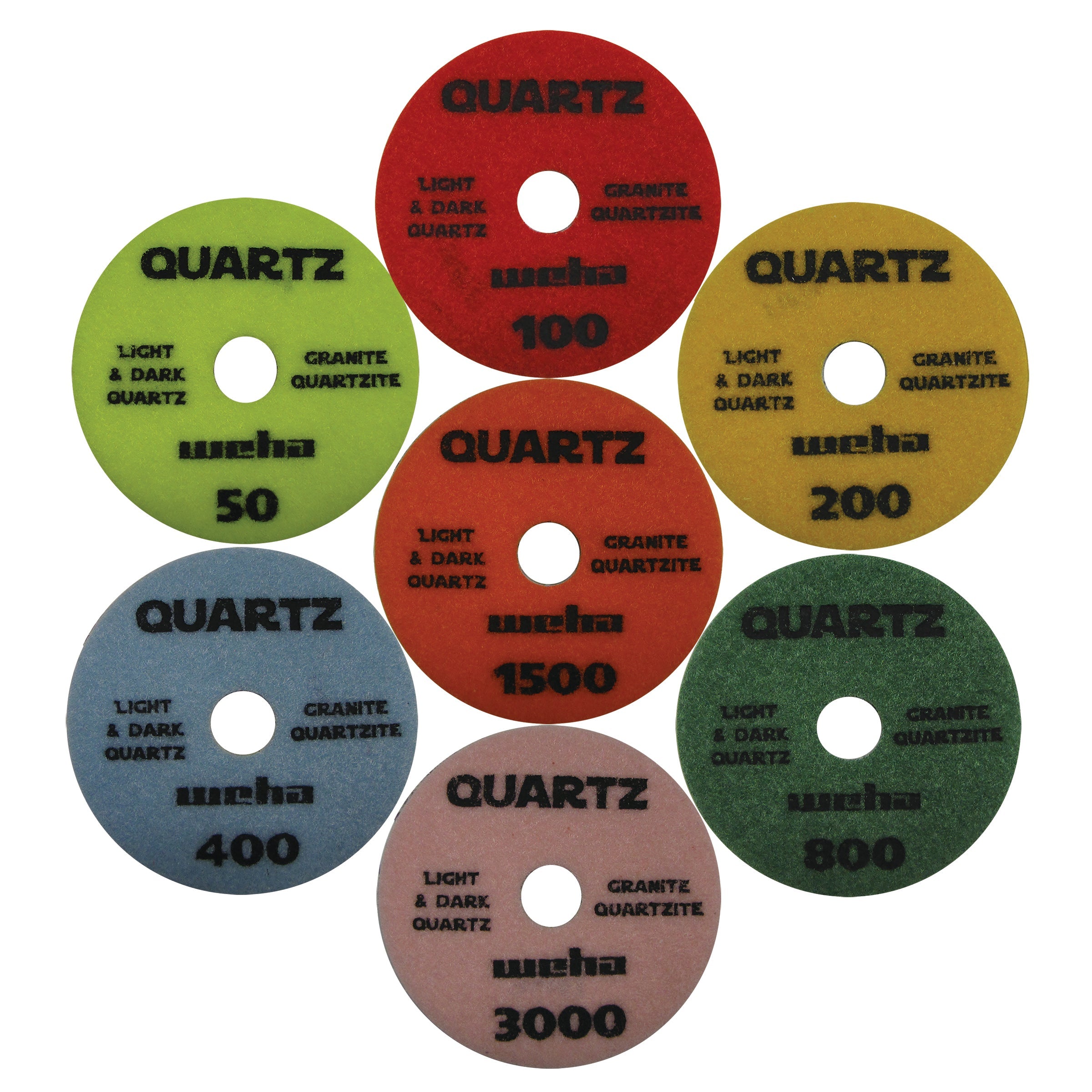 Weha 4" 7 Step Quartz Diamond Polishing Pads | Detail View | ceramic | Pro Tool Haus