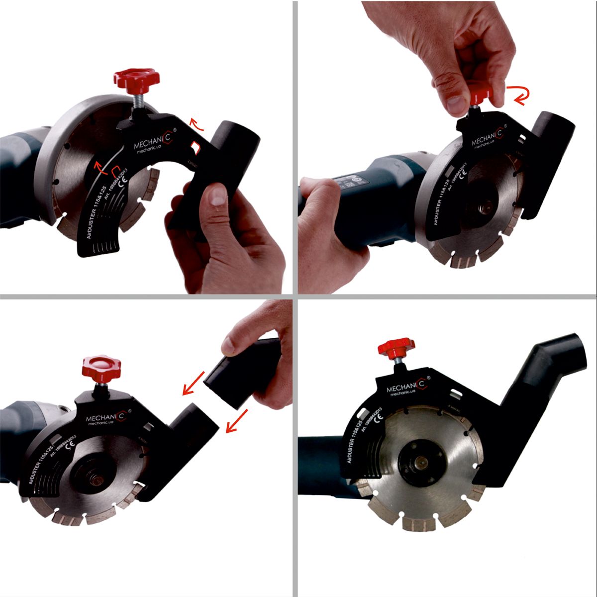 Angle Grinder Dust Shroud for Concrete Cutting (5”–9”) – side view