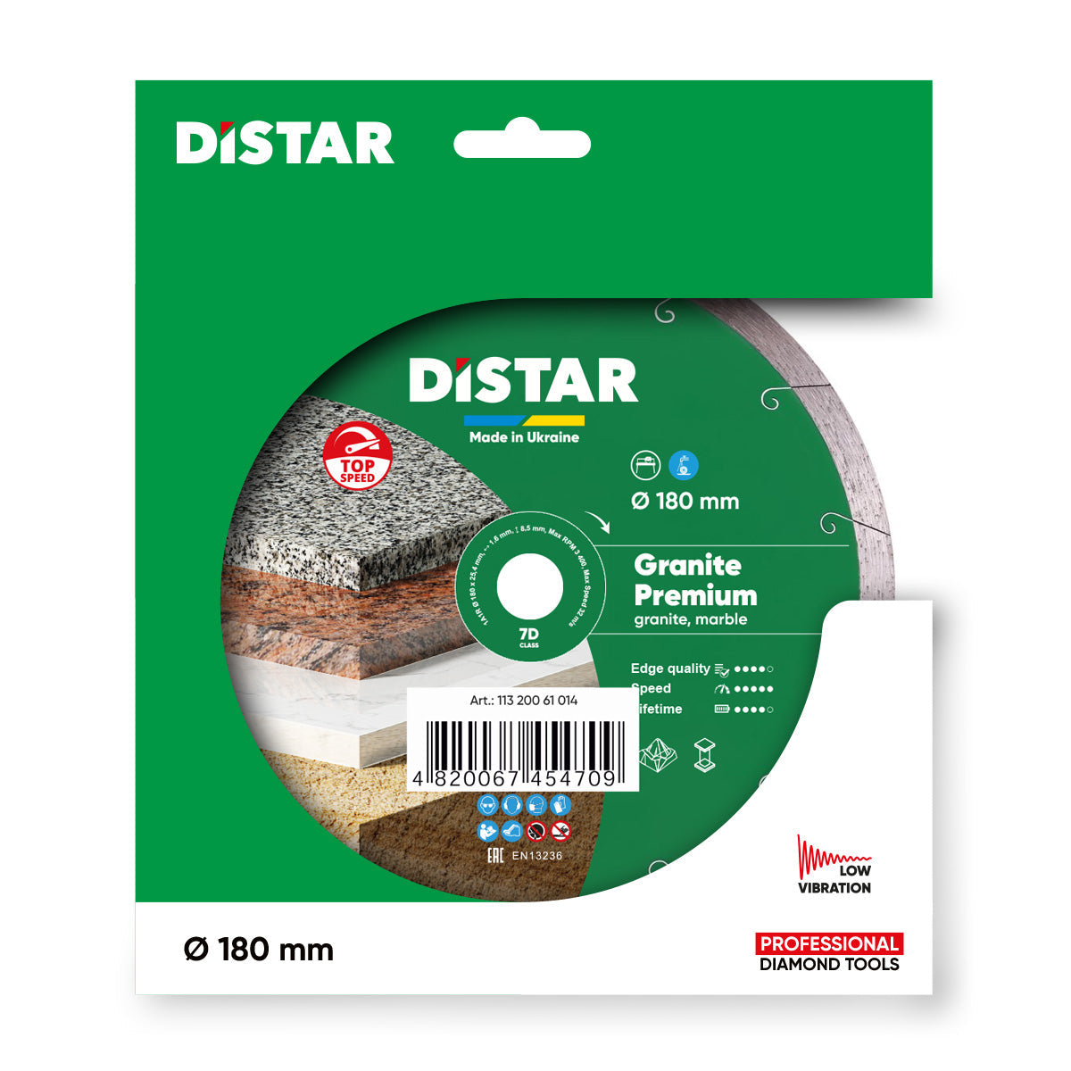DISTAR diamond blade packaging with green background and product image